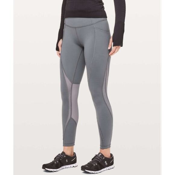 Lululemon Run Smoothly 7/8 Tight Titanium Gray Size 10 Nulux Mesh - Picture 8 of 12